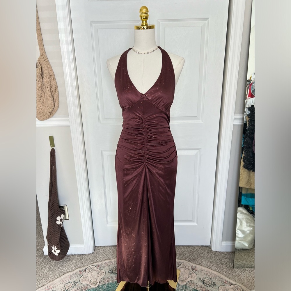Y2K Vintage Ruby Rox Ruched Halter Maxi Dress - Picture 2 of 5